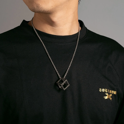 Collar Colgante de Cubo Geométrico Hip Hop de Acero Inoxidable Cubo Mágico Hueco Encanto Cuadrado Para Hombres Mujeres Joyería