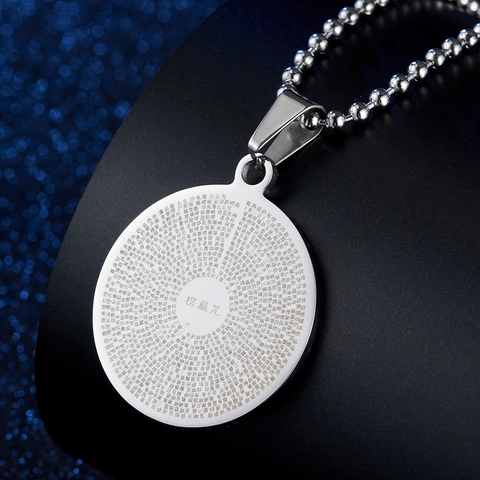 Retro Stainless Steel Shurangama Mantra Necklace Micro Laser Engraved Buddhist Scripture Circle Pendant Amulet Unisex Jewelry