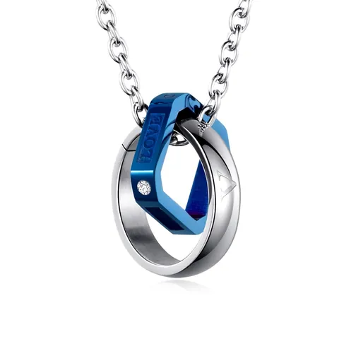 Collar Con Colgante de Anillo Doble Entrelazado LOVE LIFE de Acero Inoxidable Joyería Minimalista Con Diamantes de Imitación
