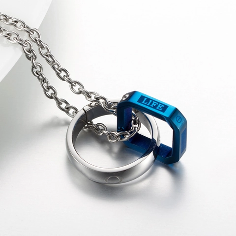 Collar Con Colgante de Anillo Doble Entrelazado LOVE LIFE de Acero Inoxidable Joyería Minimalista Con Diamantes de Imitación
