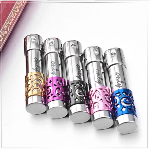 Stainless Steel Perfume Bottle Necklace Essential Oil Diffuser Pendant Hollow Pattern Zirconia Inlay Engraved For Couples
