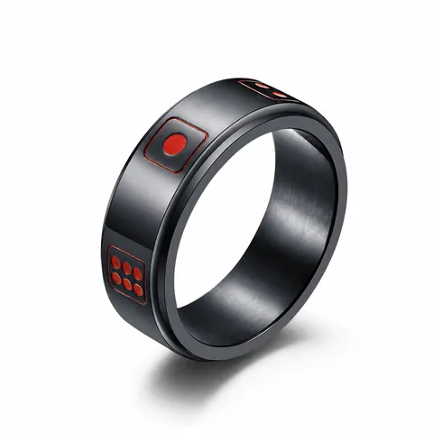 Edelstahl Drehbarer Ring Würfelmuster Anti Stress Angst Ring Gebürstetes Finish Band Schmuck Für Damen Herren