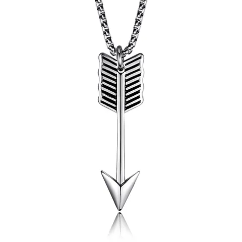 Stainless Steel Arrowhead Pendant Necklace Vintage Silver Arrow Point Jewelry For Men Women Cool Hip Hop Style Gift