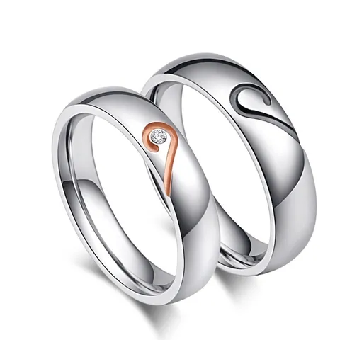 Herz Puzzle Partnerringe Paare Edelstahl Zirkon Inlay Minimalistische Romantische Bandringe Jahrestag Schmuck Geschenk