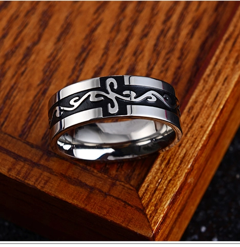 Vintage Stainless Steel Dragon Pattern Ring For Men Retro Black Totem Band Ring Fashion Jewelry Cool Men Accessory Gift