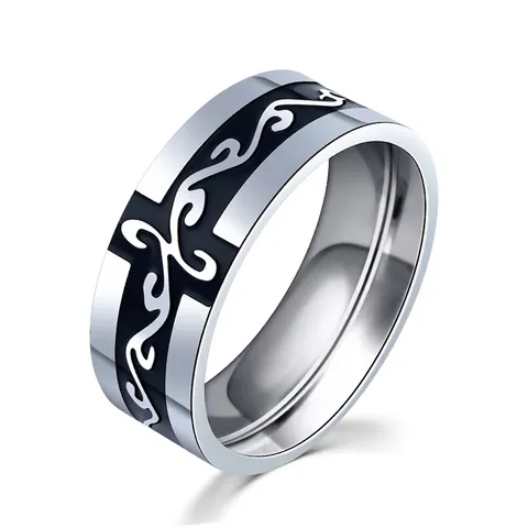 Vintage Stainless Steel Dragon Pattern Ring For Men Retro Black Totem Band Ring Fashion Jewelry Cool Men Accessory Gift