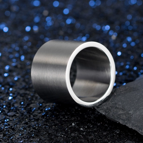 Anillo de Banda Ancha de Acero Inoxidable Cepillado Para Hombre Estilo Punk Industrial Mate Oro Negro Plata Joyería de Dedo