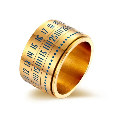 Edelstahl Leuchtender Spinner Ring Für Herren Damen Arabische Ziffern Kalender Drehbarer Bandring Geek Style Mode Schmuck