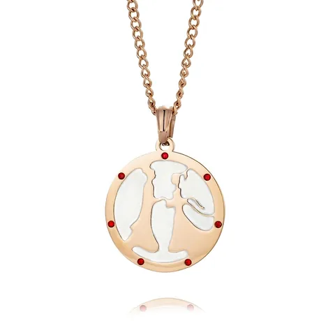 Collana Con Pendente Luminoso Silhouette Di Coppia Romantica Gioielli In Acciaio Al Titanio Oro Rosa Collana Rotonda Per Innamorati