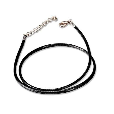 Collier en Cordon Cire Tressé Noir Chaîne en Cuir PU Avec Fermoir Homard en Acier Inoxydable Extension Pour Pendentif Bijoux DIY