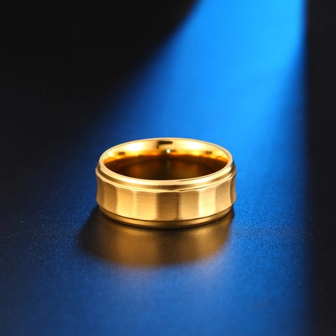 Minimalistischer Titanstahl Hammerring Für Herren Gebürstet Matt Gold Silber Schwarz Geometrisches Band Modeschmuck Geschenk