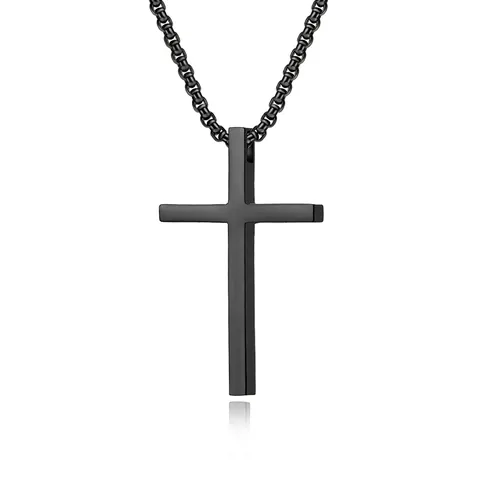 Minimalistische Kruis Hanger Ketting Roestvrij Staal Hoogglans Religieus Geloof Sieraden Voor Mannen Vrouwen Dagelijks Cadeau