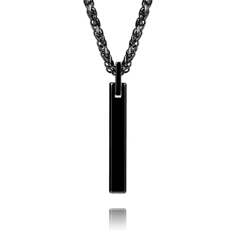 Collar con Colgante de Acero de Tungsteno Minimalista para Hombre Pulido Espejo Columna Rectangular Joyería de Estilo Industrial Streetwear