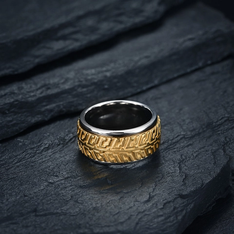 Herren Drehbar Reifenprofil Spinner Ring Titanstahl Hip Hop Industriell Fingerring Schwarz Gold Stahlfarbe Schmuck