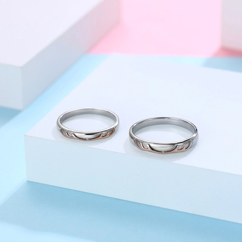 Minimalistischer Edelstahl Geweih Paar Ring Waldstil Roségold Silber Zweifarbiger Hirschhorn Mode Schmuck Ring Geschenk Für Verliebte