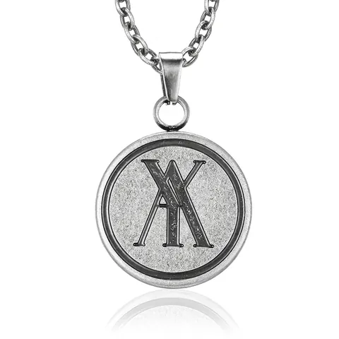 Retro Distressed Edelstahl Rundplatte Anhänger Halskette Mit Industriellem Buchstabenmuster Für Herren Trendy Hip Hop Schmuck