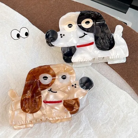 Acetat Welpe Hund Haarklammer Süßes Cartoon Tier Muster Haargreifer Haarschmuck Für Damen Sweet Cool Style Haarklammer