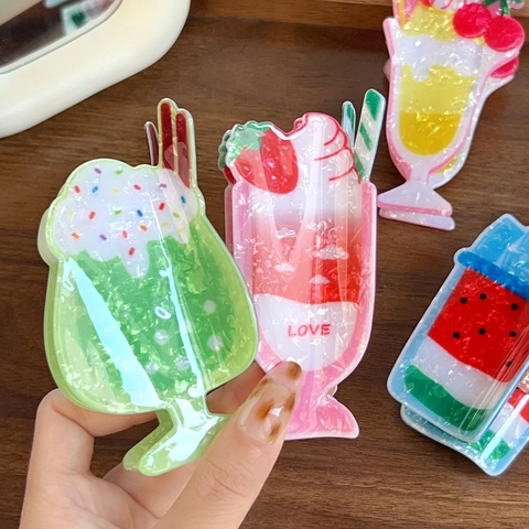 Molla per Capelli Creativa a Forma di Coppa Gelato alla Frutta per Donne Bambini Simpatico Accessorio in PVC Fragola Anguria