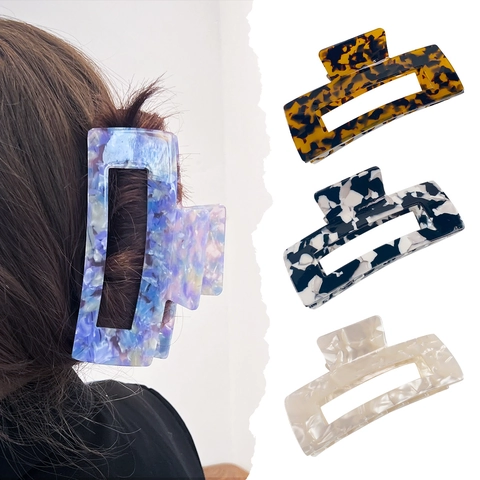 Oversized 13cm Acetate Hair Claw Clip For Women Vintage Tortoiseshell Marble Pattern French Style Nonslip Large Shark Hair Clip