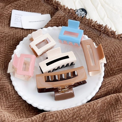 Koreaans Minimalistisch Acetaat Haarklem Voor Dames Kleurblok Geometrische Rechthoekige Haarspange Mode Haaraccessoires
