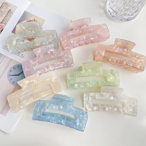 Iridescent Mermaid Hair Claw Korean Large Rectangular Cloud Butterfly Flower Shape Hair Accessories For Women Decorative Hair Clip