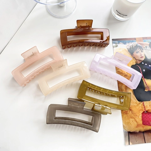 Grandi Mollette per Capelli Quadrate Minimaliste Geometriche Pinza per Capelli da Donna Accessori per Capelli Folti Moda Pendolare Materiale PC