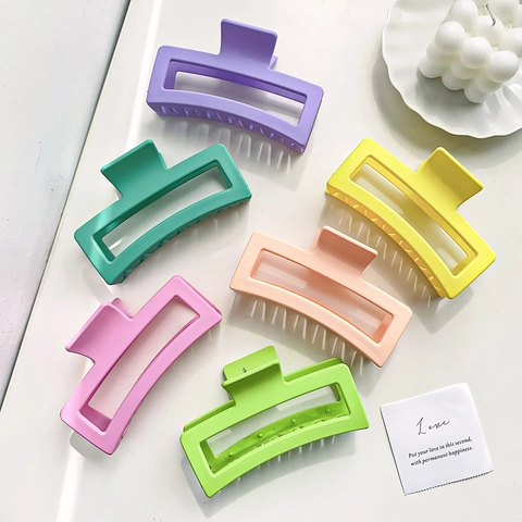 Pinzas para el Cabello Rectangulares Mate Grandes Geométricas Color de Caramelo Pinzas Antideslizantes Accesorios de Peinado Mujer
