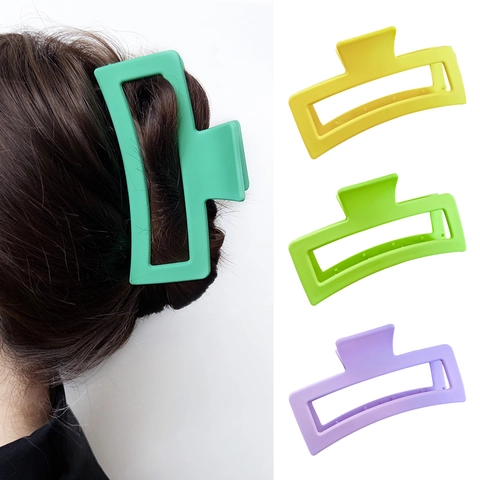 Pinzas para el Cabello Rectangulares Mate Grandes Geométricas Color de Caramelo Pinzas Antideslizantes Accesorios de Peinado Mujer