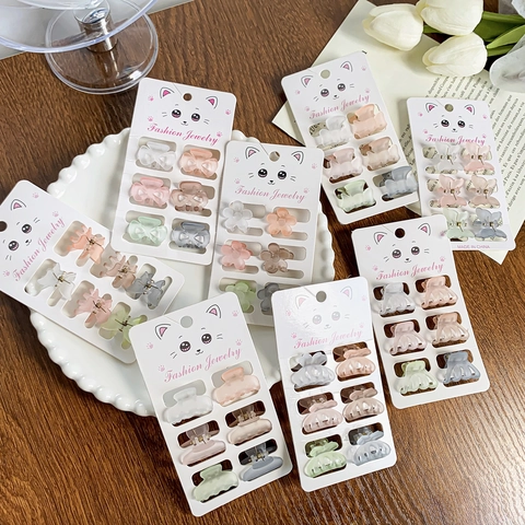 Bonbonfarben Mini Schmetterling Haarklammern Für Damen Mädchen Gefrostete Harz Kleine Haarnadeln Matte Blumen Schleife Haarschmuck Süße Styling-Tools