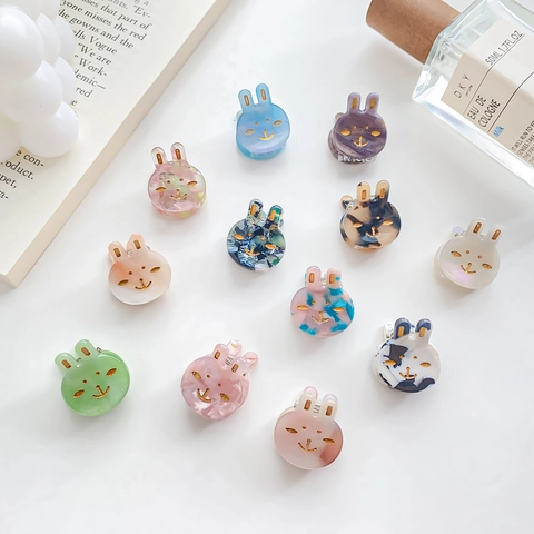 Acetate Cute Rabbit Mini Hair Claw Clip Sweet Animal Shape Hairpin Fashion Marble Small Hair Catch Clip Women Kids Accessory