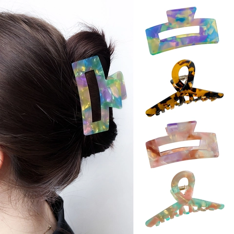 Koreanische Acetat Haarklammern Für Damen Elegante Schildpatt Marmor Muster Shark Clips Große Rutschfeste Haarklammern Zubehör