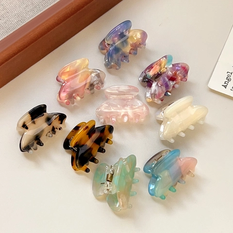 Koreanisch Acetat Mini Schmetterling Haarkralle Für Damen Elegant Marmor Schildpatt Muster Kleine Fee Haarschmuck