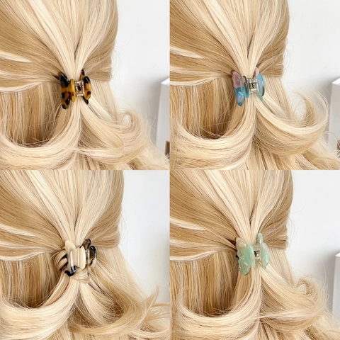 Korean Acetate Mini Butterfly Hair Claw Clip For Women Elegant Marble Tortoiseshell Pattern Small Fairy Hair Accessories
