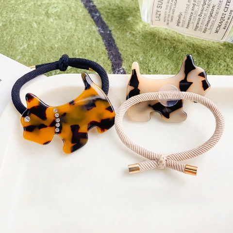 Eleganter Acetat Schottischer Terrier Hund Haargummi Hoch Elastisches Gummiband Mit Strasssteinen Mode Haarschmuck Für Damen
