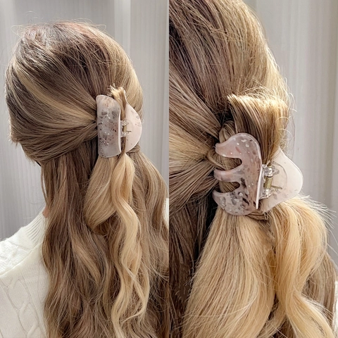 Eleganter Acryl Haarklammer Mit Marmormuster Koreanische Hohle Halbkreis Haarklemme Haarschmuck Für Damen Dutt Befestigung