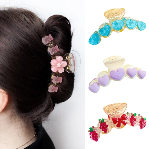 Fermagli per Capelli a Pinza Frutta Macaron Coreani Dolce Rosa Ciliegia Pesca Orso Cuore Accessori per Capelli Quotidiani per Donna Ragazza
