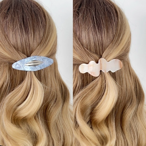 Kleurrijke Golf Veer Haarspeld Retro Marmerpatroon Acryl Haarnaald Voor Vrouwen Zoete Sterrenhemel Top Clip Haaraccessoires