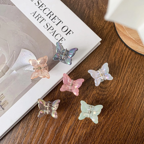 Mini Irisierende Schmetterling Blume Haarkrallen Für Damen Mädchen Süße Bonbonfarben Kleine Haarspangen Prinzessin Haarschmuck
