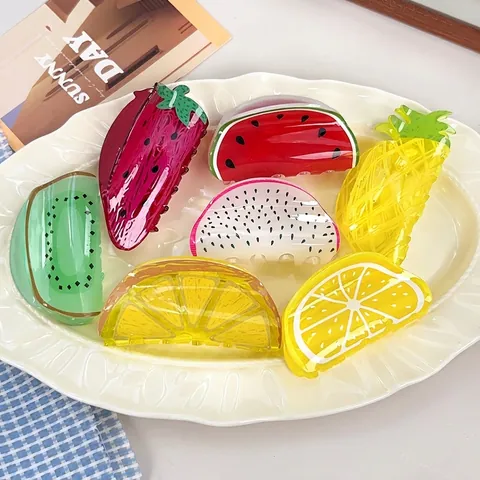 Pinza per Capelli in Acrilico a Forma di Frutta Creativa Fragola Limone Anguria Accessori per Capelli Estivi per Donna