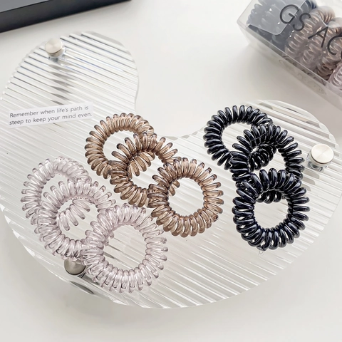 Coleteros de Cable de Teléfono de Color Caramelo Gomas de Pelo Elásticas en Espiral Anillos de Resina para Mujer Niña Accesorios