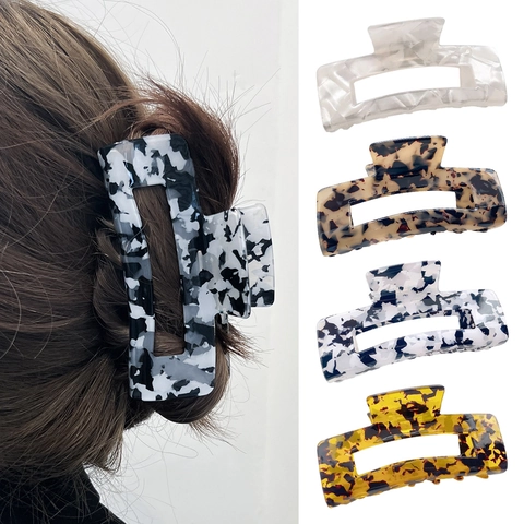 Large Tortoise Shell Hair Claw Clips For Women Acetate Style Marble Pattern Hair Grabs Fashion Hair Styling Accessories