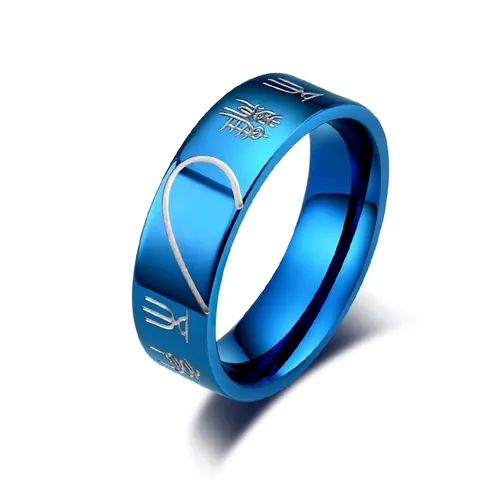 Anelli di Coppia in Acciaio Inossidabile Stile Cinese Blu Oro Rosa Cuore Abbinati Per Uomo Donna Regalo di Gioielli di San Valentino