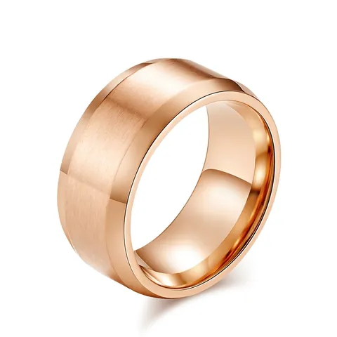 Stainless Steel Wide Band Ring For Men Women Brushed Matte Center Polished Beveled Edge Classic Minimalist Plain Finger Ring Jewelry