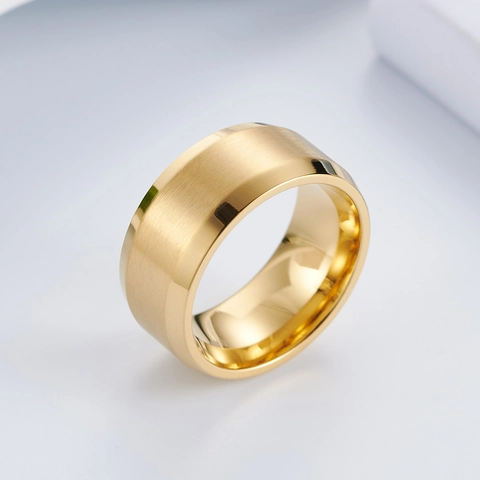Stainless Steel Wide Band Ring For Men Women Brushed Matte Center Polished Beveled Edge Classic Minimalist Plain Finger Ring Jewelry
