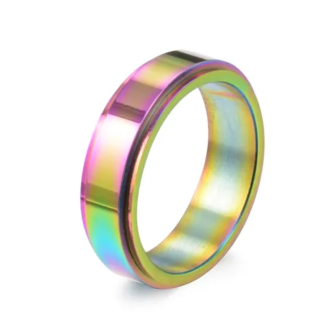 Edelstahl Regenbogen Spinner Ring Für Angstabbau Bunter Schillernder Band Schmuck Für Männer Frauen Täglich Party Dekor