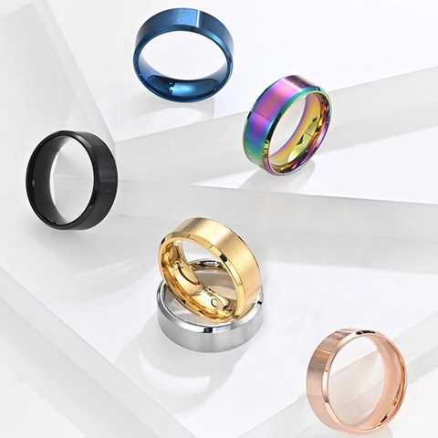 Bague Minimaliste en Acier Inoxydable Brossé Mat pour Hommes Femmes Anneau Poli Haute Brillance Confort Fit Bijoux de Mode Cadeau