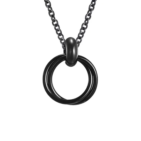 Vintage Stainless Steel Interlocking Rings Pendant Necklace For Men Women Hip Hop Minimalist Jewelry Valentine's Day Gift