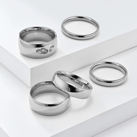 Minimalist Stainless Steel Ring Band For Men Women Smooth Polished Surface Gold Silver Black Fashion Jewelry Finger Ring
