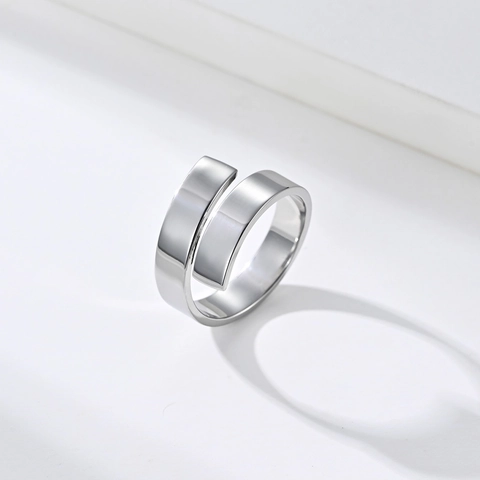 Minimalist Stainless Steel Lightning Open Ring Harajuku Style Adjustable Geometric Hollow Finger Ring Jewelry For Men Women