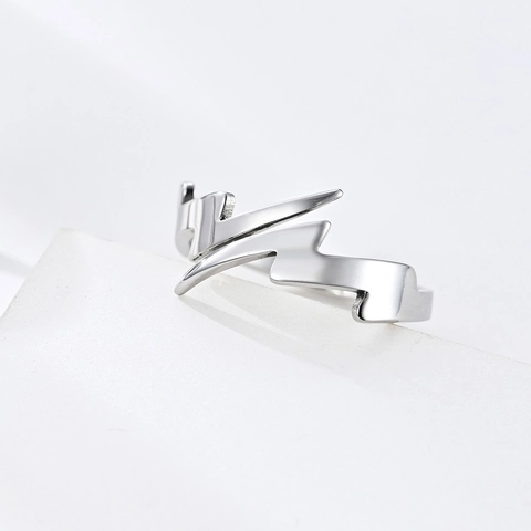 Anello Aperto in Acciaio Inossidabile Minimalista per Uomo Donna Moda Giapponese Coreana Fulmine Geometrico Gioielli Regalo